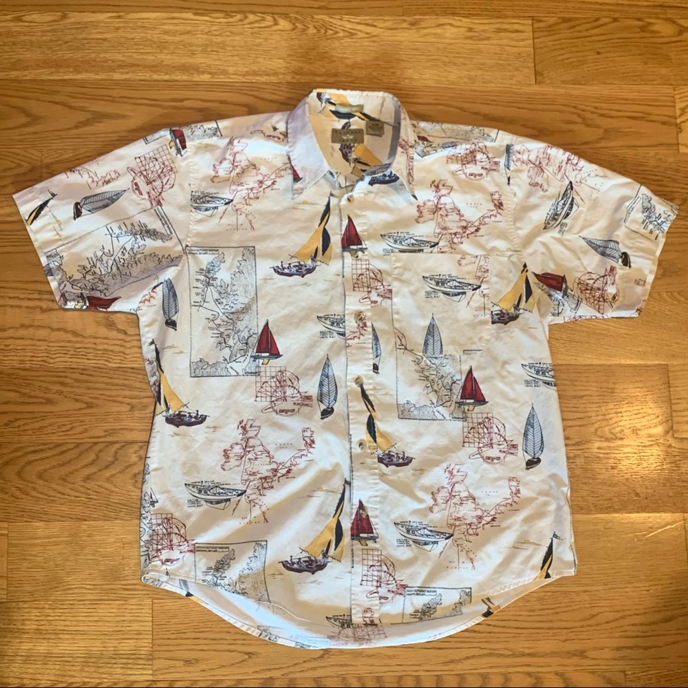 vtg nautical sailboat button down shirt ⛵️ m - Picture 7 of 9